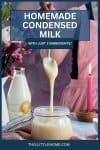 A Pinterest graphic. A person is lifting a gold spoon from a jar of condensed milk while the milk is drizzling back into the jat from the spoon.