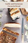 A Pinterest image for Focaccia with Parmesan.